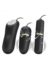 Черный проводной набор с электростимуляцией: виброяйцо и вибропуля - Baile - купить с доставкой #SOTBIT_REGIONS_UF_V_REGION_NAME#