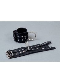 Чёрные кожаные наручники  Крест - Подиум - купить с доставкой в Иваново