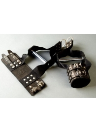 Чёрные наручники с хромированной трубкой для подвешивания - Подиум - купить с доставкой в Иваново