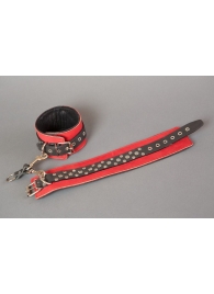Красные кожаные наручники на мягкой подкладке - Подиум - купить с доставкой в Иваново