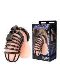 Черная металлическая клетка с замком Deluxe Chastity Cage - BlueLine - купить с доставкой в Иваново