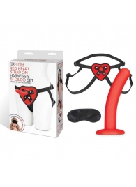 Красный поясной фаллоимитатор Red Heart Strap on Harness   5in Dildo Set - 12,25 см. - Lux Fetish - купить с доставкой в Иваново