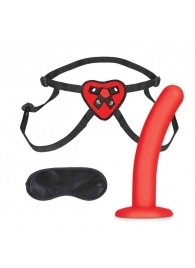 Красный поясной фаллоимитатор Red Heart Strap on Harness   5in Dildo Set - 12,25 см. - Lux Fetish - купить с доставкой в Иваново