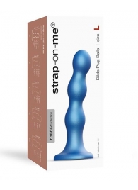 Голубая насадка Strap-On-Me Dildo Plug Balls size L - Strap-on-me - купить с доставкой в Иваново