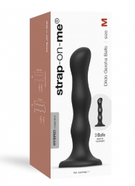 Черная насадка Strap-On-Me Dildo Geisha Balls size M - Strap-on-me - купить с доставкой в Иваново