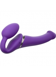 Фиолетовый безремневой вибрострапон Silicone Bendable Strap-On - size M - Strap-on-me - купить с доставкой в Иваново