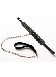 Черный ошейник с шипами и поводком - Crazy Handmade - купить с доставкой в Иваново