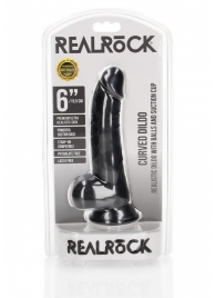 Черный фаллоимитатор Curved Realistic Dildo Balls Suction Cup 6 - 15,5 см. - Shots Media BV