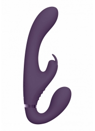 Фиолетовый безремневой вибрострапон Suki со стимулятором клитора - 22 см. - Shots Media BV - купить с доставкой в Иваново