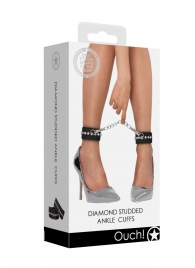 Черные поножи Diamond Studded Ankle Cuffs - Shots Media BV - купить с доставкой в Иваново