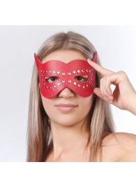 Красная маска на глаза с разрезами и заклепками - Sitabella - купить с доставкой в Иваново