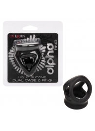 Черное тройное эрекционное кольцо Alpha Liquid Silicone Dual Cage   Ring - California Exotic Novelties - в Иваново купить с доставкой