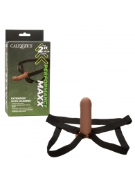 Коричневый фаллопротез из силикона Extension with Harness - 15,75 см. - California Exotic Novelties - купить с доставкой в Иваново