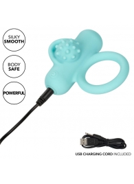 Аквамариновое эрекционное виброкольцо Silicone Rechargeable Nubby Lover’s Delight - California Exotic Novelties - в Иваново купить с доставкой