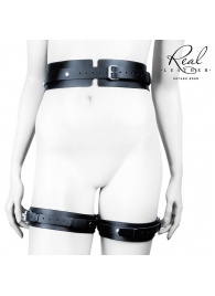 Черный кожаный пояс с гартерами - S-M - Notabu - купить с доставкой в Иваново