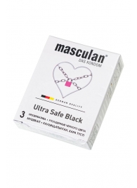 Ультрапрочные презервативы Masculan Ultra Safe Black - 3 шт. - Masculan - купить с доставкой в Иваново