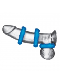 Комплект из трех голубых эрекционных колец 3-Pack Ribbed Rider Cock Ring Set - BlueLine - в Иваново купить с доставкой