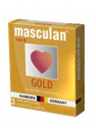 Презервативы Masculan Ultra Gold с золотым напылением и ароматом ванили - 3 шт. - Masculan - купить с доставкой в Иваново