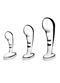 Набор из 3 стальных стимуляторов простаты Stainless Steel P-spot Training Set - b-Vibe - в Иваново купить с доставкой