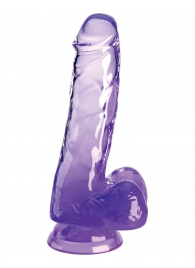 Фиолетовый фаллоимитатор с мошонкой на присоске 6’’ Cock with Balls - 17,8 см. - Pipedream