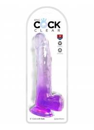 Фиолетовый фаллоимитатор с мошонкой на присоске 9’’ Cock with Balls - 24,8 см. - Pipedream