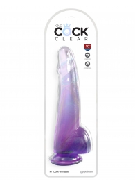 Фиолетовый фаллоимитатор с мошонкой на присоске 10’’ Cock with Balls - 27,9 см. - Pipedream