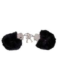 Черные меховые наручники Love Cuffs Black - Orion - купить с доставкой в Иваново