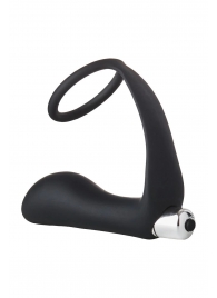 Черное эрекционное кольцо с вибропробкой Vibrating Anal Plug With Cockring - Dream Toys - в Иваново купить с доставкой