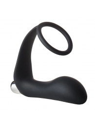 Черное эрекционное кольцо с вибропробкой Vibrating Anal Plug With Cockring - Dream Toys - в Иваново купить с доставкой