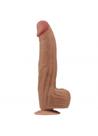 Коричневый фаллоимитатор 12 King Sized Sliding Skin Dual Layer Dong - 31 см. - Lovetoy