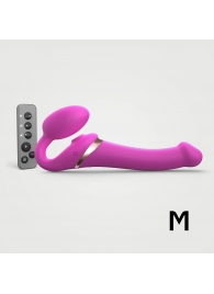 Ярко-розовый безремневой страпон Multi Orgasm Size M с клиторальной стимуляцией - Strap-on-me - купить с доставкой в Иваново