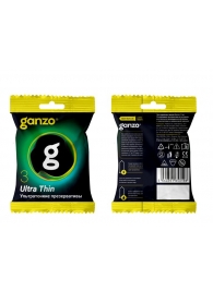 Ультратонкие презервативы Ganzo Ultra thin в мягкой упаковке - 3 шт. - Ganzo - купить с доставкой в Иваново