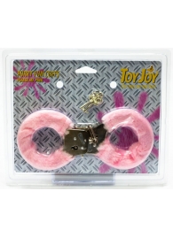 Розовые меховые наручники с ключами - Toy Joy - купить с доставкой в Иваново
