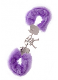 Фиолетовые меховые наручники METAL HANDCUFF WITH PLUSH LAVENDER - Dream Toys - купить с доставкой в Иваново