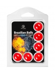 Набор из 6 шариков с массажным маслом Brazilian Balls с охлаждающим и разогревающим эффектом - Secret Play - купить с доставкой в Иваново