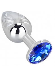 Анальное украшение BUTT PLUG  Small с синим кристаллом - 7 см. - Anal Jewelry Plug - купить с доставкой в Иваново