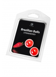 Набор из 2 шариков с массажным маслом Brazilian Balls с ароматом клубники - Secret Play - купить с доставкой в Иваново