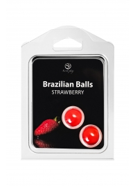 Набор из 2 шариков с массажным маслом Brazilian Balls с ароматом клубники - Secret Play - купить с доставкой в Иваново