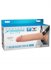 Телесный полый страпон на черных ремнях Hollow Silicone Strap-on - 17,8 см. - Pipedream - купить с доставкой в Иваново