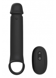 Черная насадка-удлинитель с вибрацией Vibrating Extender With Remote - Dream Toys - в Иваново купить с доставкой