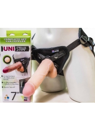 Страпон-унисекс с двумя насадками UNI strap 7  Harness - 19 и 16 см. - LOVETOY (А-Полимер) - купить с доставкой в Иваново