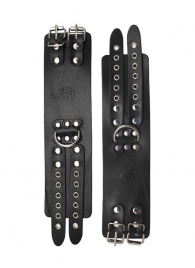 Широкие черные кожаные наручники без подкладки - Подиум - купить с доставкой в Иваново
