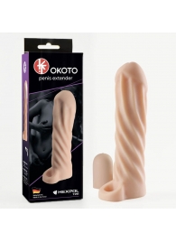 Телесная насадка-удлинитель Okoto со спиралевидным рельефом - 16 см. - Sitabella - в Иваново купить с доставкой