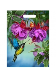 Пакет с принтом в виде колибри в цветах с вырубной ручкой (31х40 см) - Сима-Ленд - купить с доставкой в Иваново