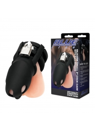 Черная клетка для пениса Silicone Small 2 in Cock Cage With Ball Divider - BlueLine - купить с доставкой в Иваново