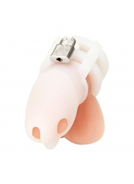 Белая клетка для пениса Silicone Small 2 in Cock Cage With Ball Divider - BlueLine - купить с доставкой в Иваново