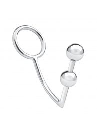 Кольцо на пенис с анальным стимулятором Two Bead Stainless Steel Anal Hook   Cock Ring - BlueLine - в Иваново купить с доставкой