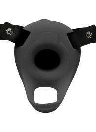 Черный полый страпон с вибрацией 2’’ Erection 28X Smooth Vibrating Silicone Penis Sheath - XR Brands - купить с доставкой в Иваново