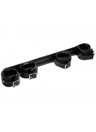 Черная распорка с манжетами для рук и ног Deluxe Rigid Spreader Bar - XR Brands - купить с доставкой в Иваново