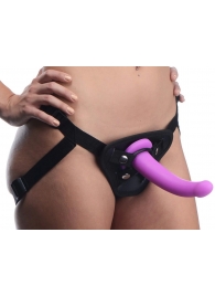 Лиловый поясной страпон Navigator Silicone G-Spot Dildo with Harness - 17,8 см. - XR Brands - купить с доставкой в Иваново